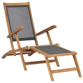 Silla de terraza con reposapiés de madera maciza de teca negra de vidaXL, Tumbonas - Ref: Foro24-47410, Precio: 121,83 €, Des...