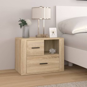 Bedside table made of oak veneer plywood in Sonoma oak color, measuring 60x36x45 cm. by , Nightstands - Ref: Foro24-816739, P...