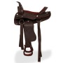 Western saddle, headstall, and breast collar real leather 12" brown by , Frames - Ref: Foro24-91350, Price: 157,69 €, Discoun...