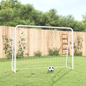 Football goal with white steel and polyester net 214x75x152 cm by , soccer goals - Ref: Foro24-93734, Price: 53,16 €, Discoun...