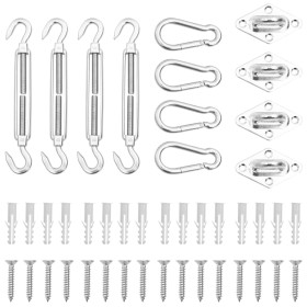 Set of 12 stainless steel sail shade accessories by , Accessories for awnings - Ref: Foro24-310245, Price: 47,34 €, Discount: %