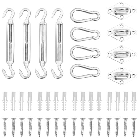 Set of 12 stainless steel sail shade accessories by , Accessories for awnings - Ref: Foro24-310245, Price: 47,34 €, Discount: %