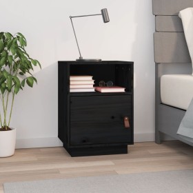 Solid black pine wood bedside table 40x34x55 cm by vidaXL, Nightstands - Ref: Foro24-818323, Price: 44,99 €, Discount: %