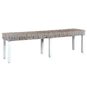 Kubu rattan and solid white mango wood bench 160 cm by vidaXL, Dining and kitchen benches - Ref: Foro24-285792, Price: 161,40...