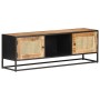 Mueble para TV madera mango rugosa y caña natural 120x30x40 cm de , Muebles TV - Ref: Foro24-323142, Precio: 286,10 €, Descue...