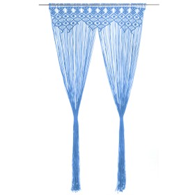 Blue cotton macramé curtain 140x240 cm by , Curtains and curtains - Ref: Foro24-323989, Price: 49,99 €, Discount: %