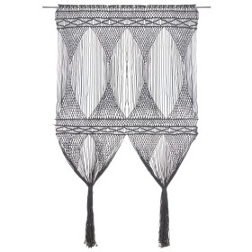 Anthracite gray cotton macramé curtain 140x240 cm by , Curtains and curtains - Ref: Foro24-323996, Price: 53,71 €, Discount: %