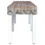 Banco de ratán kubu y madera maciza de mango blanco 160 cm de vidaXL, Bancos de comedor y cocina - Ref: Foro24-285792, Precio...