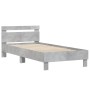 Concrete gray engineered wood bed with headboard 100x200 cm by , Beds and slatted bases - Ref: Foro24-838529, Price: 88,00 €,...