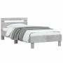 Concrete gray engineered wood bed with headboard 100x200 cm by , Beds and slatted bases - Ref: Foro24-838529, Price: 88,00 €,...