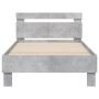 Concrete gray engineered wood bed with headboard 100x200 cm by , Beds and slatted bases - Ref: Foro24-838529, Price: 88,00 €,...