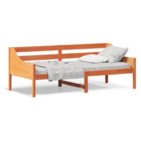 Wax brown solid pine wood sofa bed 90x200 cm by , Beds and slatted bases - Ref: Foro24-842833, Price: 102,55 €, Discount: %