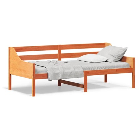 Wax brown solid pine wood sofa bed 90x200 cm by , Beds and slatted bases - Ref: Foro24-842833, Price: 111,99 €, Discount: %