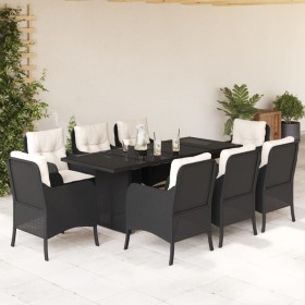 9-teiliges Garten-Esszimmerset und Kissen synthetisches Rattan schwarz von , Gartensets - Ref: Foro24-3211879, Preis: 842,99 ...