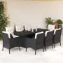 9-piece garden dining set with black synthetic rattan cushions by , Garden sets - Ref: Foro24-3211879, Price: 841,35 €, Disco...