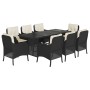 Set de comedor de jardín 9 pzas y cojines ratán sintético negro de , Conjuntos de jardín - Ref: Foro24-3211879, Precio: 842,9...