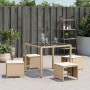 Gartenhocker mit Kissen 4 Stück PE Rattan beige 41x41x36cm von , Hocker für den Außenbereich - Ref: Foro24-365045, Preis: 91,...