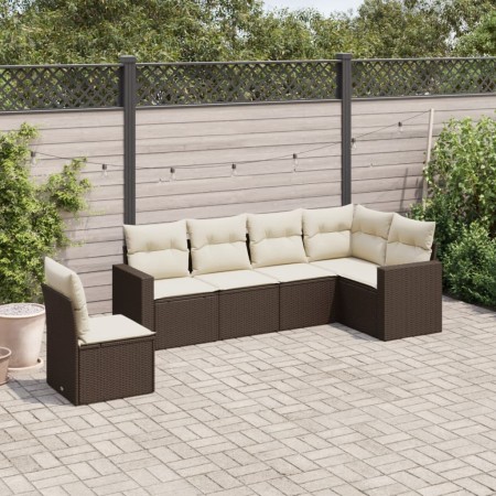 Set of 6 garden sofas and brown synthetic rattan cushions by , Garden sets - Ref: Foro24-3219023, Price: 422,16 €, Discount: %