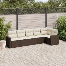 Set aus 6-teiligen Gartensofas und Kissen, synthetisches Rattanbraun von , Gartensets - Ref: Foro24-3218983, Preis: 420,99 €,...