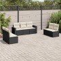 7-teiliges Garten-Esszimmerset und Kissen synthetisches Rattan schwarz von , Modulare Sofas für den Außenbereich - Ref: Foro2...