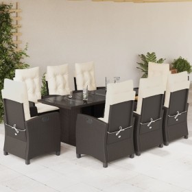 Set comedor para jardín 9 pzas y cojines ratán sintético marrón de , Conjuntos de jardín - Ref: Foro24-3212687, Precio: 1,00 ...