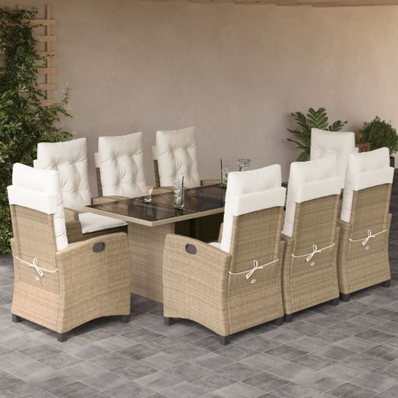 Set comedor de jardín 9 pzas con cojines ratán sintético beige de , Conjuntos de jardín - Ref: Foro24-3212693, Precio: 1,00 €...