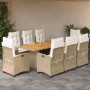 Set comedor de jardín 9 pzas con cojines ratán sintético beige de , Conjuntos de jardín - Ref: Foro24-3212714, Precio: 1,00 €...