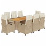 Set comedor de jardín 9 pzas con cojines ratán sintético beige de , Conjuntos de jardín - Ref: Foro24-3212714, Precio: 1,00 €...