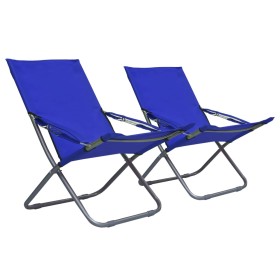 Folding beach chairs 2 units blue fabric by vidaXL, Garden chairs - Ref: Foro24-47902, Price: 92,99 €, Discount: %