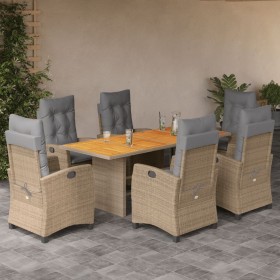 7-teiliges Garten-Esszimmer-Set mit Kissen synthetisches Rattan beige von , Gartensets - Ref: Foro24-3212716, Preis: 943,22 €...