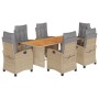 Set comedor de jardín 7 pzas con cojines ratán sintético beige de , Conjuntos de jardín - Ref: Foro24-3212716, Precio: 942,44...