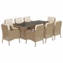 Set comedor de jardín 9 pzas con cojines ratán sintético beige de , Conjuntos de jardín - Ref: Foro24-3211887, Precio: 993,05...