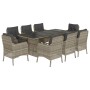 Garden dining set 9 pieces with light gray synthetic rattan cushions by , Garden sets - Ref: Foro24-3211891, Price: 949,56 €,...