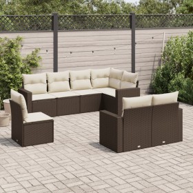 Set of 8-piece garden sofas and brown synthetic rattan cushions by , Modular outdoor sofas - Ref: Foro24-3251580, Price: 564,...