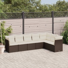 7-teilige Gartensofagarnitur mit braunen PE-Rattankissen von , Gartensets - Ref: Foro24-3217743, Preis: 481,50 €, Rabatt: %