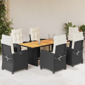 7-teiliges Garten-Esszimmerset und Kissen synthetisches Rattan schwarz von , Gartensets - Ref: Foro24-3212934, Preis: 872,58 ...