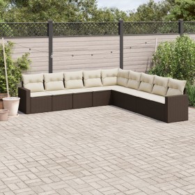 Set mit 9 Gartensofas und Kissen synthetisches Rattanbraun von , Modulare Sofas für den Außenbereich - Ref: Foro24-3251430, P...