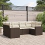 Set aus 6-teiligen Gartensofas und Kissen, synthetisches Rattanbraun von , Modulare Sofas für den Außenbereich - Ref: Foro24-...