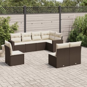 Set of 8-piece garden sofas and brown synthetic rattan cushions by , Garden sets - Ref: Foro24-3219063, Price: 530,97 €, Disc...