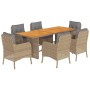 Set comedor de jardín 7 pzas con cojines ratán sintético beige de , Conjuntos de jardín - Ref: Foro24-3211902, Precio: 797,05...