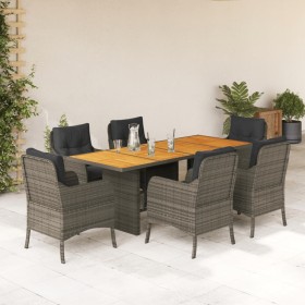 Garden dining set 7 pieces and gray synthetic rattan cushions by , Garden sets - Ref: Foro24-3211898, Price: 824,68 €, Discou...