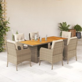 7-teiliges Garten-Esszimmer-Set mit Kissen synthetisches Rattan beige von , Gartensets - Ref: Foro24-3211900, Preis: 830,23 €...