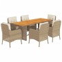 Set comedor de jardín 7 pzas con cojines ratán sintético beige de , Conjuntos de jardín - Ref: Foro24-3211900, Precio: 862,04...