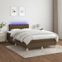 Box spring bed with mattress and LED dark brown fabric 120x190 cm by , Beds and slatted bases - Ref: Foro24-3270112, Price: 3...