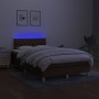 Cama box spring con colchón y LED tela marrón oscuro 120x190 cm de , Camas y somieres - Ref: Foro24-3270112, Precio: 383,99 €...