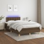 Box spring bed with mattress and LED dark brown fabric 120x190 cm by , Beds and slatted bases - Ref: Foro24-3270119, Price: 3...