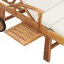 Sun lounger with solid cream teak wood cushion by vidaXL, Loungers - Ref: Foro24-48022, Price: 360,99 €, Discount: %