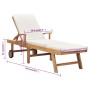 Sun lounger with solid cream teak wood cushion by vidaXL, Loungers - Ref: Foro24-48022, Price: 360,99 €, Discount: %