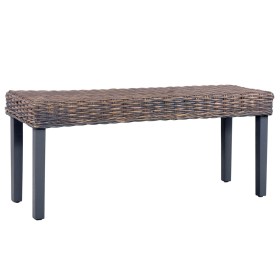 Kubu rattan and solid gray mango wood bench 110 cm by vidaXL, Dining and kitchen benches - Ref: Foro24-285789, Price: 80,76 €...