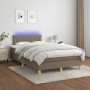 Box spring bed with mattress and LED taupe gray fabric 120x190 cm by , Beds and slatted bases - Ref: Foro24-3270106, Price: 3...